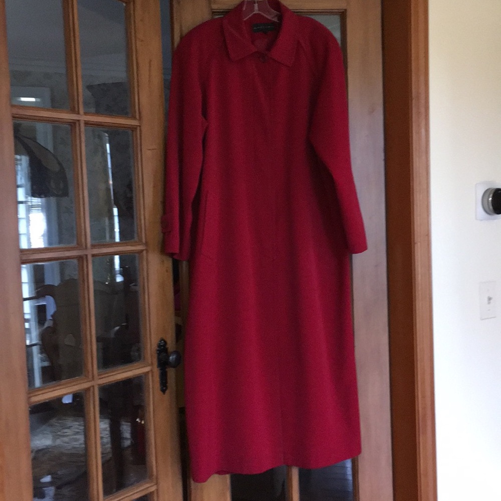 Raincoat - midi length; Cranberry Red